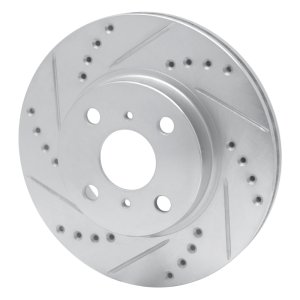 Toyota Prius Brake Rotor (1) - Front Left - R1 Concepts - Drilled & Slotted - Silver - `01-`03